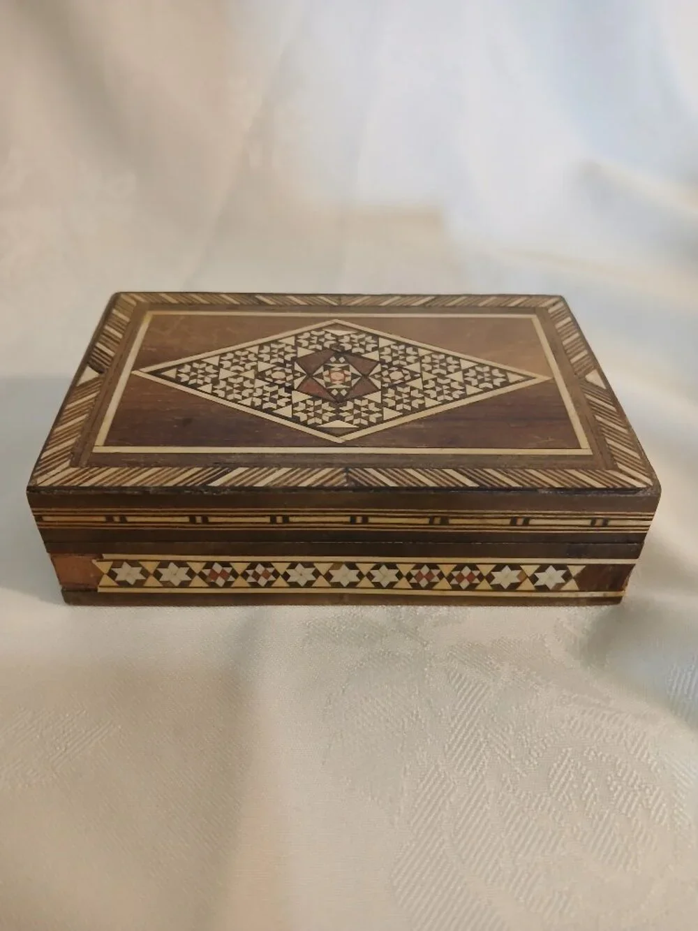 Vintage Micro Mosaic Persian Box w/Tie Clip, Cuff Links, Tie Pins